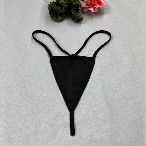 One-piece ice silk T-shaped underwear, low-rise triangle underwear, couple's seductive large size, direct entry, no removal T-shaped