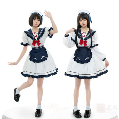 日系新品春夏水手服jk制服cosplay可爱女佣lolita二次元女仆套装|ms