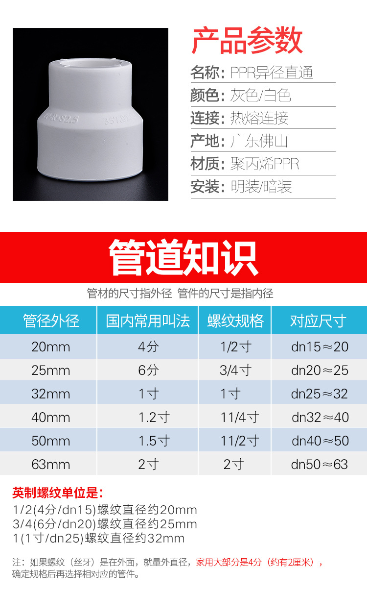 联塑PPR大小头变径直接25变20 ~160X110异径套直通白色批发直供-阿里巴巴
