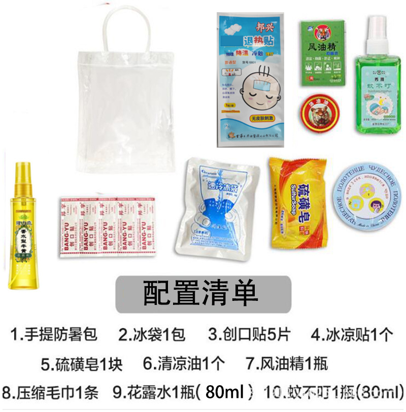 家庭出行消暑高温慰问品单位劳保劳防暑降温清凉礼品套装 10件套