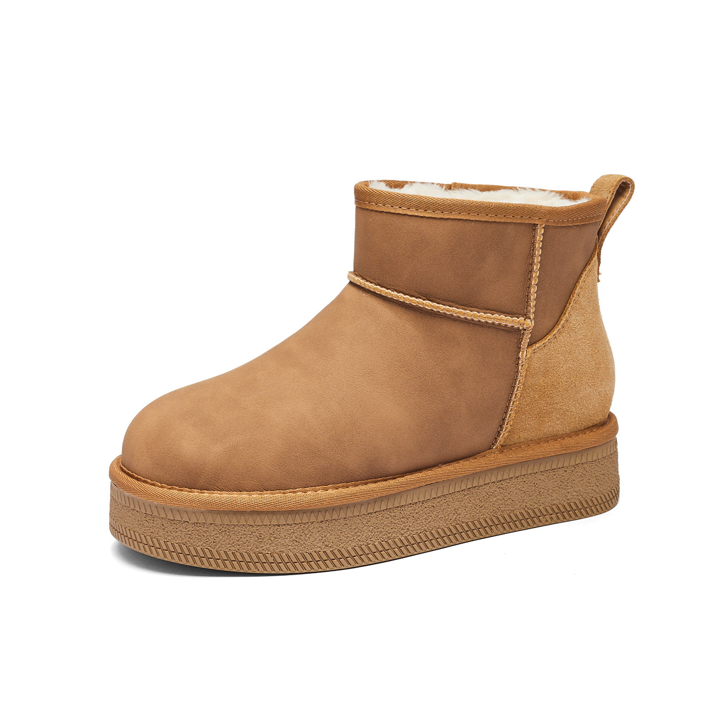 Botas de nieve de fondo grueso para mujeres 2025 nuevo invierno botas cortas de lana y algodón retro Bocken