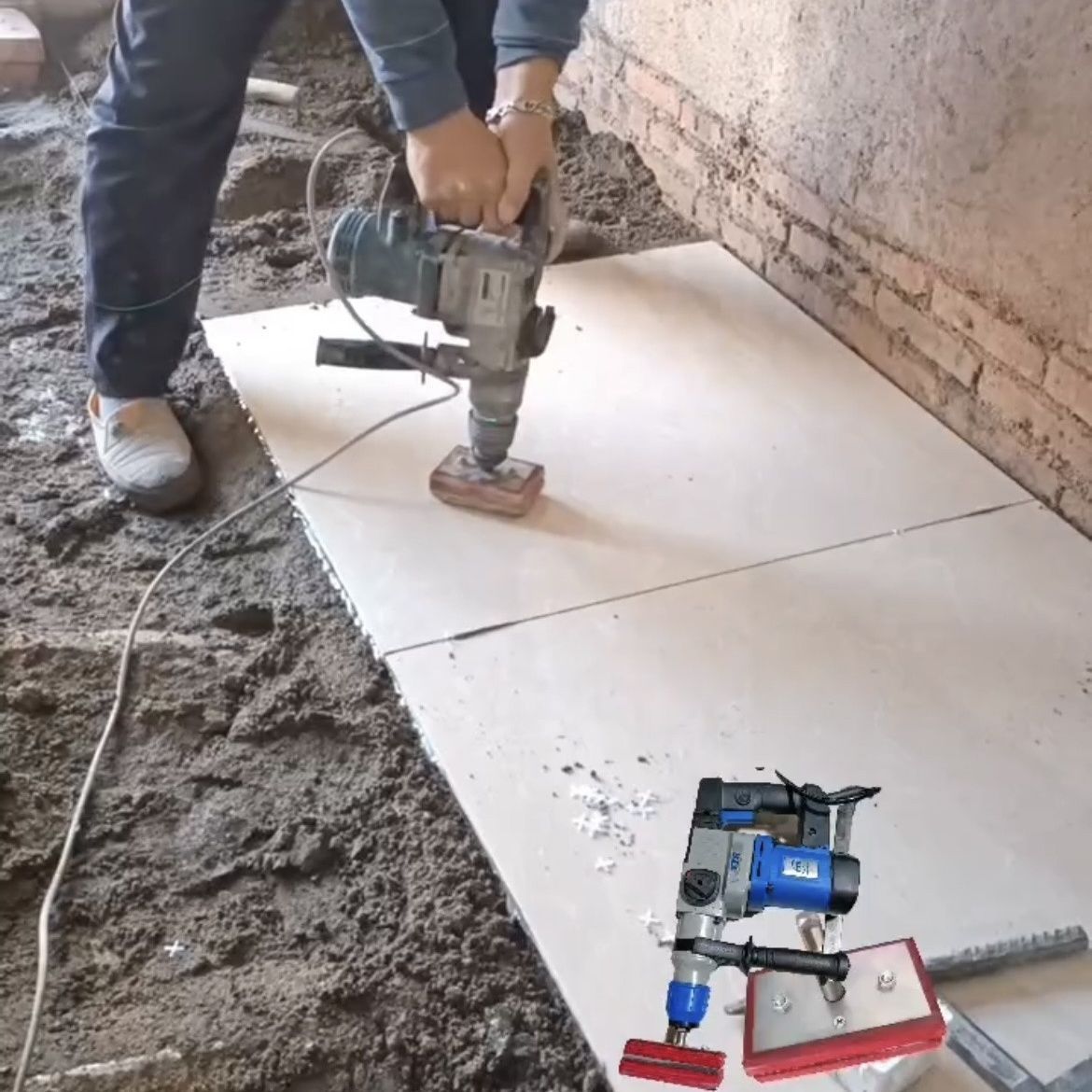 新款电锤铺地板砖神器多功能贴砖平铺机铺地板瓷砖瓦工工具贴瓷砖