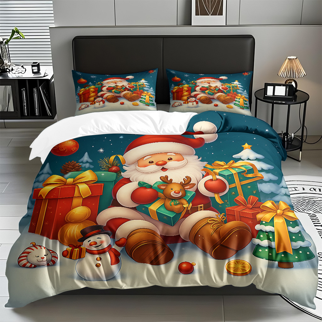 Textiles caseros transfronterizos patrón navideño suave polirido quilt kit de impresión digital HD TEMU / JIT