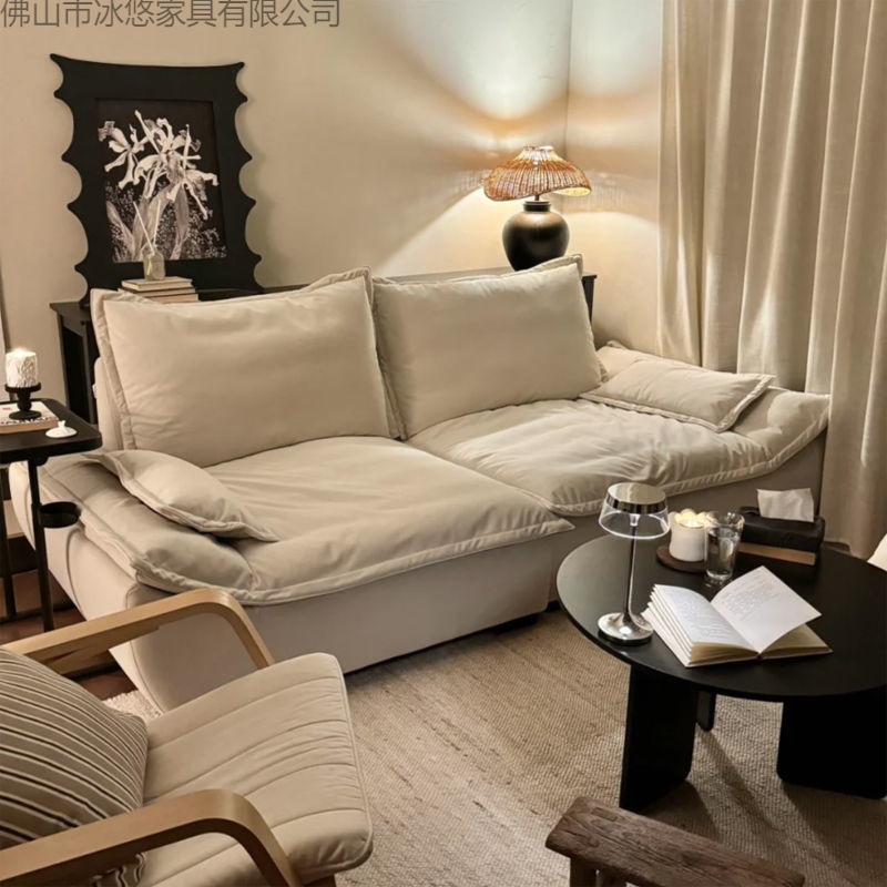 Small Apartment Double New Sofa Fabric Sofa Living Room Modern Simple Sailboat 2024 Small Sofa Light Luxury Straight Row