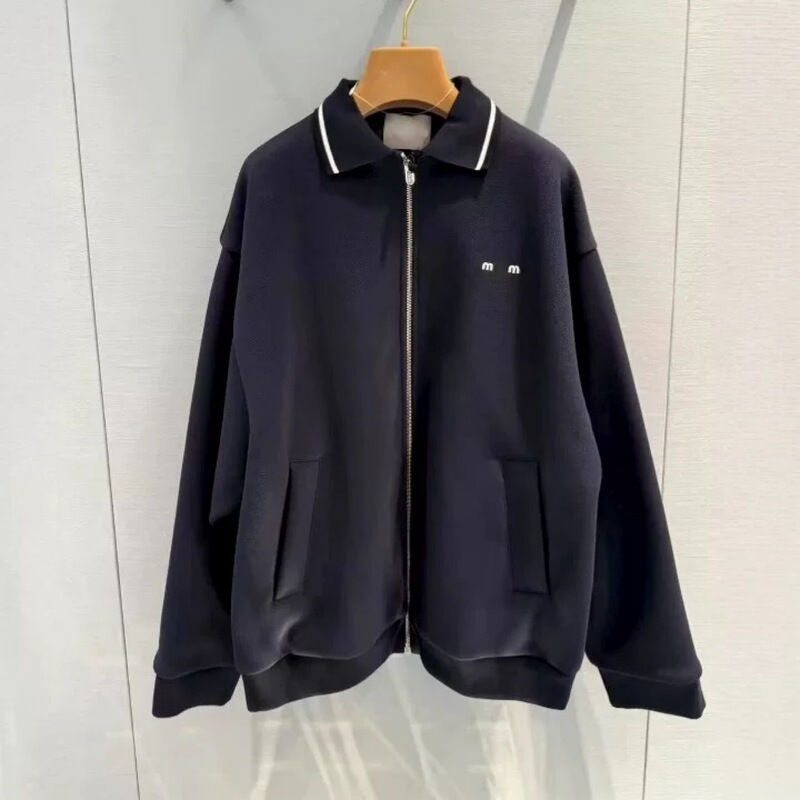 Haute Couture Nanyou 25 Early Autumn Miu Letter Embroidery Long Sleeve Zipper Stand Collar Sweatshirt Women's Trendy Brand Jacket Haute Couture Nanyou 25 Early Autumn Miu Letter Embroidery Long Sleeve Zipper Stand Collar Sweatshirt Women's Trendy Brand Jacket