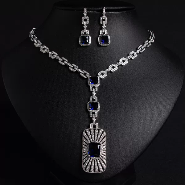 Blue set, necklace and earrings, 2 piece set