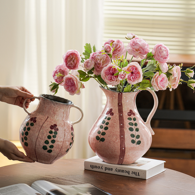 New Chinese-style vase with a vintage and sophisticated feel, ceramic decoration for the living room, suitable for fresh or dried flowers, table ornament, Jingdezhen pottery New Chinese-style vase with a vintage and sophisticated feel, ceramic decoration for the living room, suitable for fresh or dried flowers, table ornament, Jingdezhen pottery