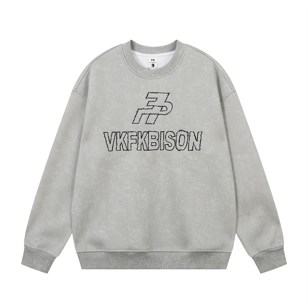 Sweat-shirt à col rond brodé de lettres américaines, style streetwear, pour homme, pull tendance à manches longues et coupe décontractée._voghion.com