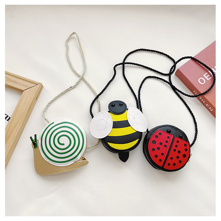 New Cute Cartoon Creative Children's Crossbody Bag Car Bee Butterfly Mushroom Snail Kindergarten Coin Purse