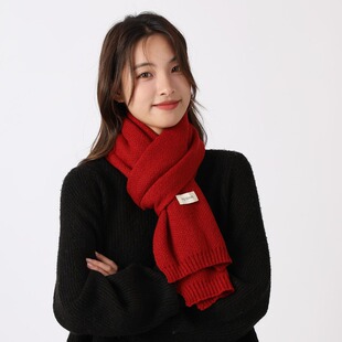 Soft Waxy Cute Girl Knitted Scarf Women's Autumn and Winter Korean-style All-match Student Wool Warm Neck Couple's Small Wise