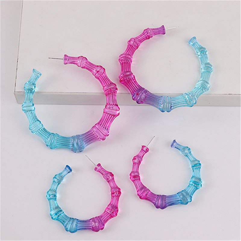 1 Pair Funny Gradient Color Arylic Womenu0027S Hoop Earrings