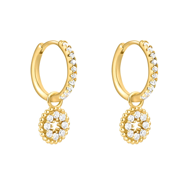 Fashion Cross Heart Shape Copper Silver Needle Plating Zircon Dangling Earrings 1 Pair