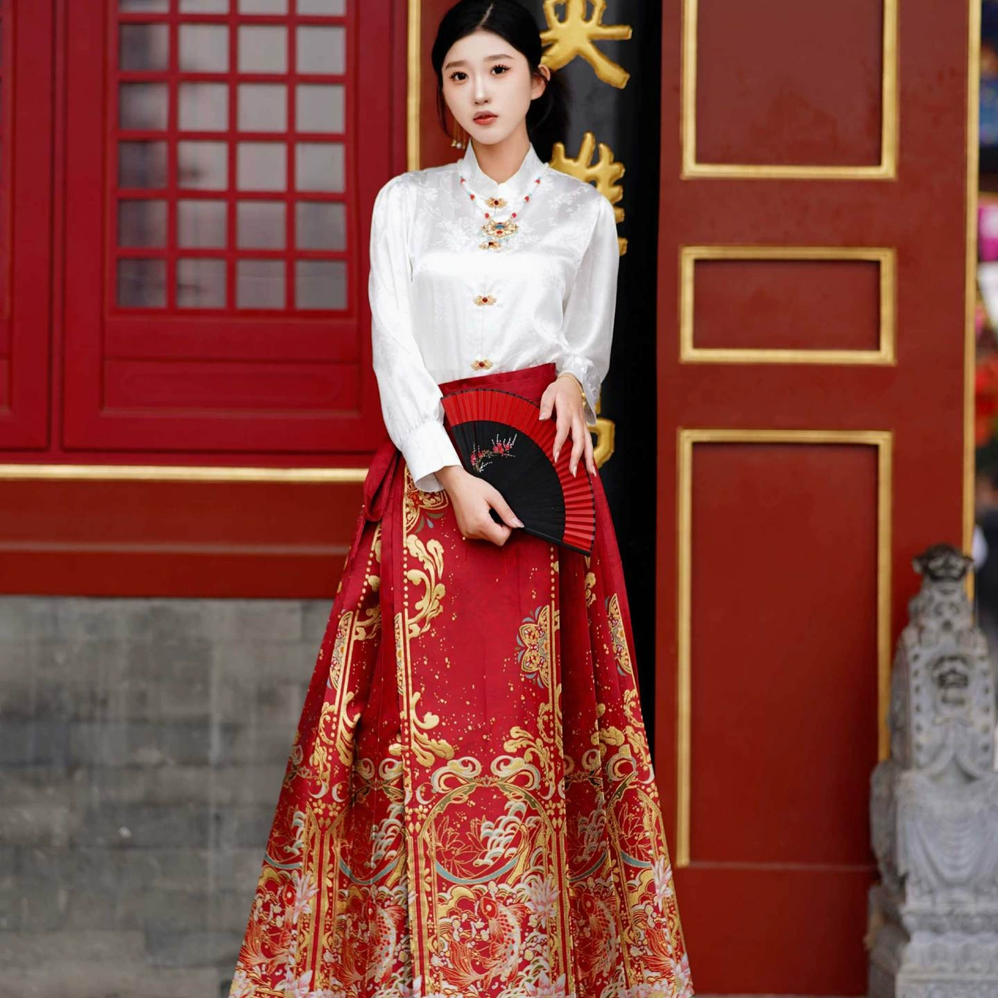 Оригинальный Hanfu женский китайский лотос с тяжелой рыбой