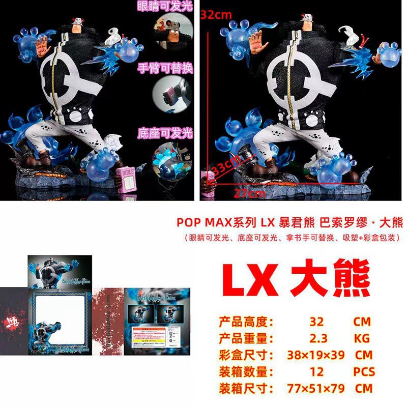 One Piece Lx Max Tyrant Bear Bartholomew Big Bear Interchangeable Hand Luminous Boxed Figure Model