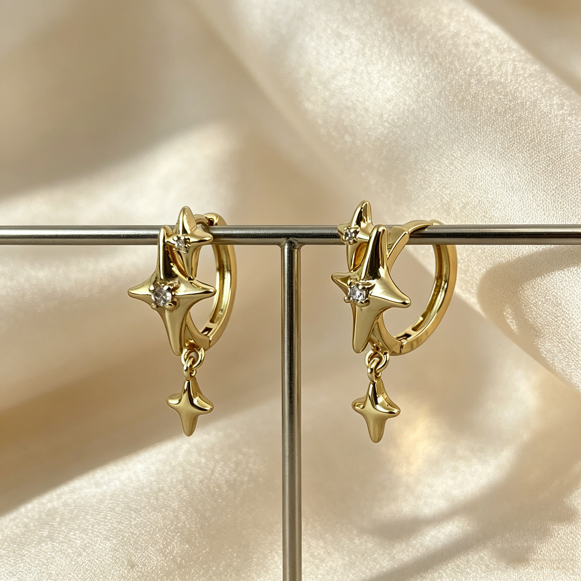 copper earrings with zircon