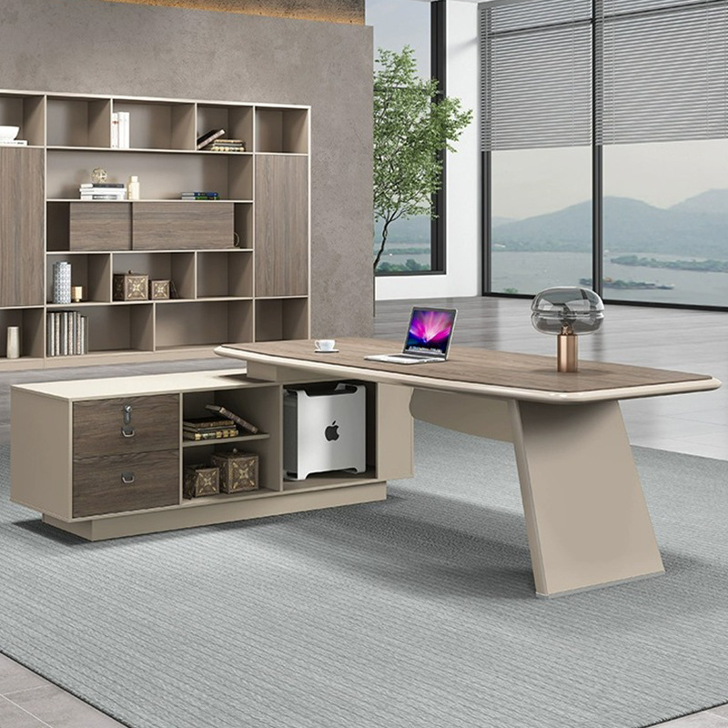Foshan muebles de oficina jefe mesa presidente simple mesa de oficina de gerente de clase moderna mesa de oficina silla combinación
