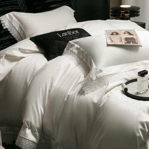 Minimalist Luxe A-Grade 140-Count Long-Staple Cotton Bedspread Set with Four-Piece Coverlet and Pillowcases All-Cotton Pure Cotton Embroidered Bedding Set