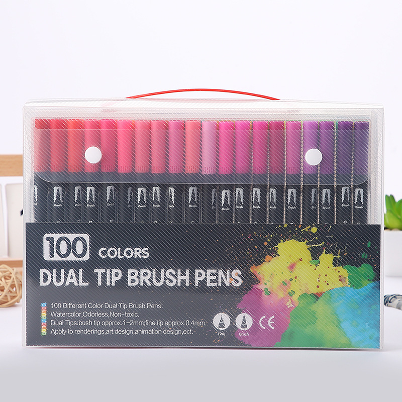 Amazon caliente negro Barra de doble cabeza marcador acuarela pluma estudiante color gancho línea cepillo arte especial traje lote