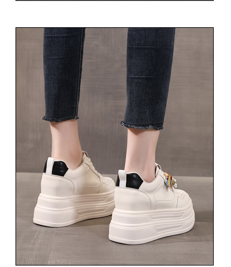 Giày sneaker nữ đế dày tăng chiều cao đa năng màu be, gót 9.5 cm — màu be chi tiết 13
