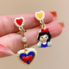 Cute children's ear clips, cartoon earrings for princess, ring, set, no pierced ears