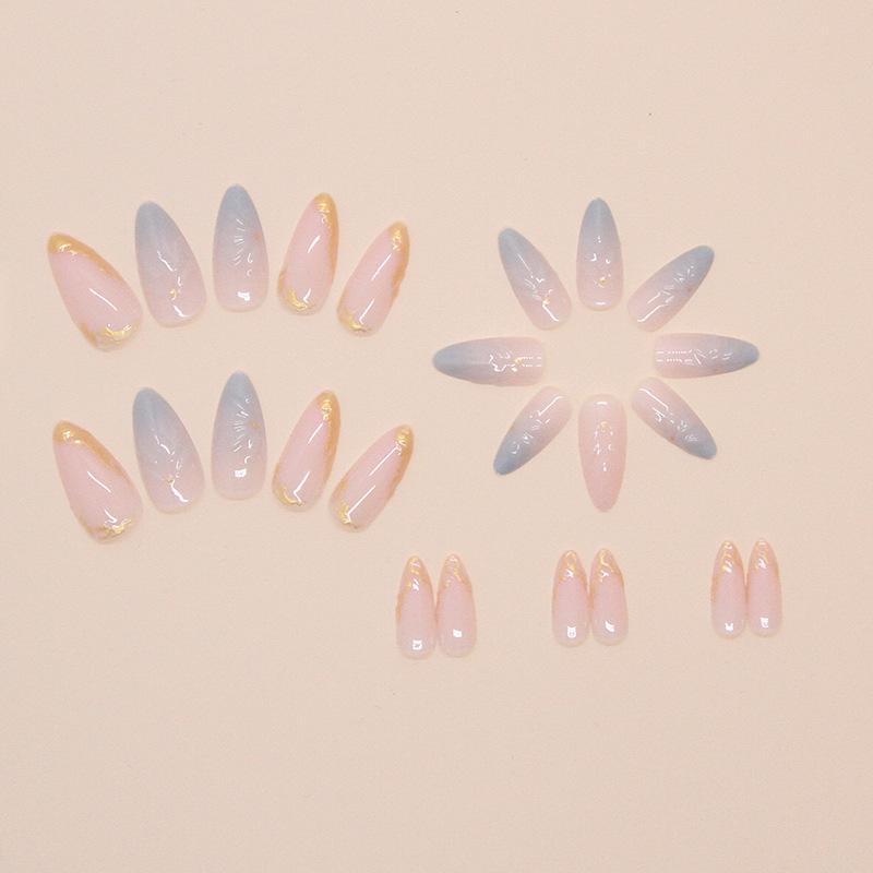 1 Set Quantity ABS Material French Style Simple Style Gradient Color ABS Press-on Nails 1 Set