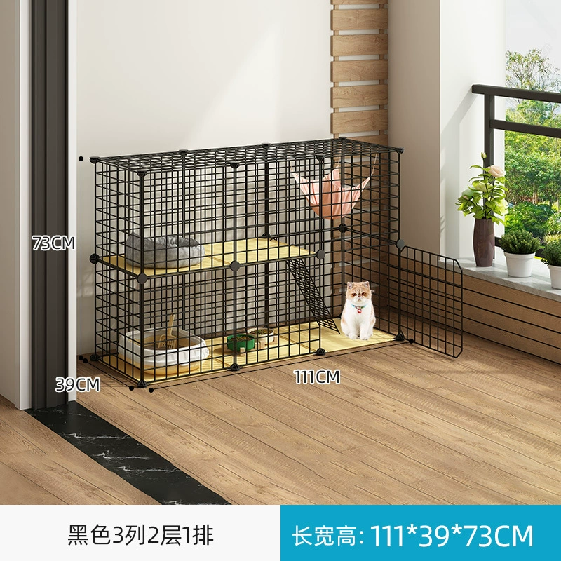 Cat Cage Double-Layer Indoor Pet House, Integrated Litter Box, Multi-Layer Kit