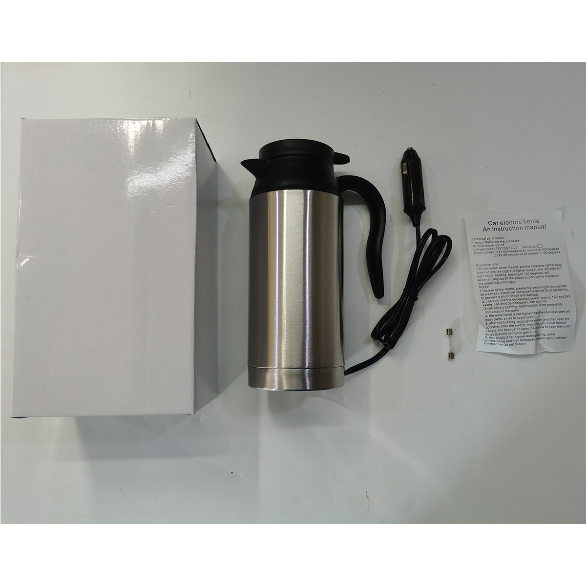 Car Kettle 12V & 24V Stainless Steel Car Cigarette Lighter Electric Kettle Heating Insulation Car Cup Travel_voghion.com