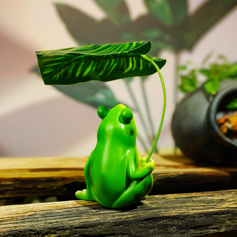 Hojas para disfrutar de la sombra, simulación de adornos de rana, estanques de peces, peceras, diseño de micro paisajes, paisajismo, muebles para el hogar, balcón, artesanías de patio