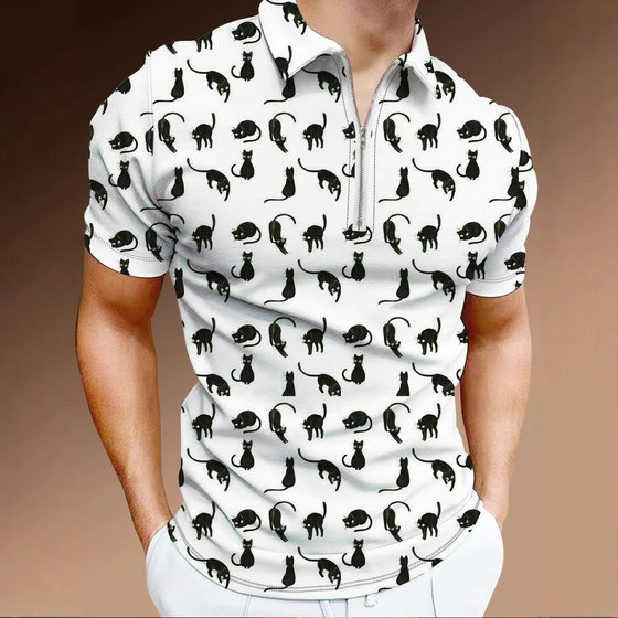 Outdoor Men's Outdoor American Flag Tactical Sports Polo Lapel Short Sleeve T-Shirt Cross Border plus size Colorblock Menswear