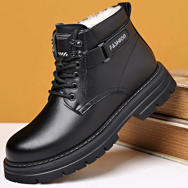Снегоступы 2023 новые зимние теплые ботинки Martin на флисовой подкладке, мужские ботинки из натуральной кожи, шерсти, высокие мужские ботинки, хлопчатобумажная обувь