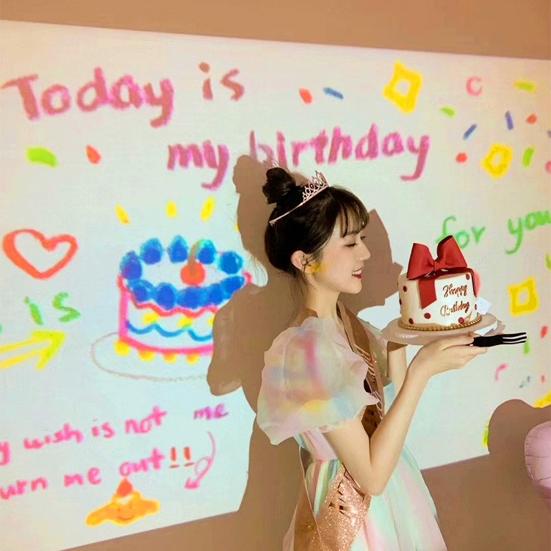 Украшение на день рождения, композиция, светодиодный проектор, атмосфера, вечерние фото реквизит, подарки для детей и девочек