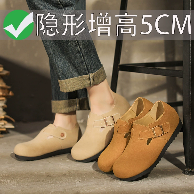 2023 Зима Новые плюшевые туфли на толстой подошве на флисовой подкладке без шнуровки на плоской подошве из натуральной кожи со скрытым ростом, увеличивающий буреные туфли на толстой подошве с хлопковой подкладкой