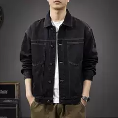 2025 Spring Premium Raw Denim Jacket Men American Retro Washed Heavyweight Casual Men's Coat Jacket