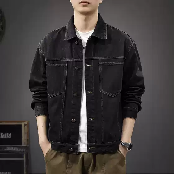 2025 Spring High-End Original Color Denim Jacket Men's American Retro Washed Heavyweight Casual Men's Top Jacket