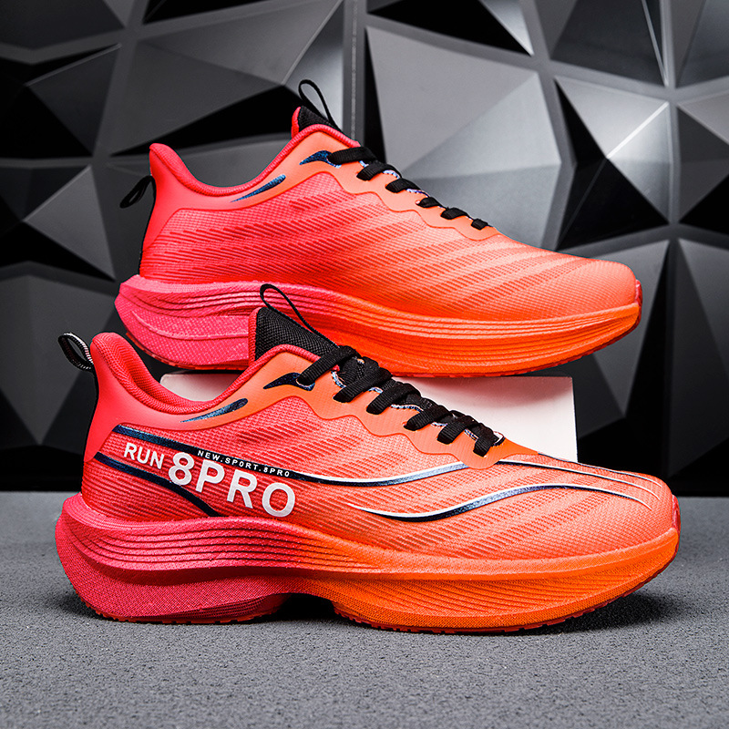 National Trendy Youth Superlight Flying Malla tejida transpirable Zapatos para correr Hombres y mujeres con amortiguación Palomitas de maíz Zapatos deportivos de suela blanda