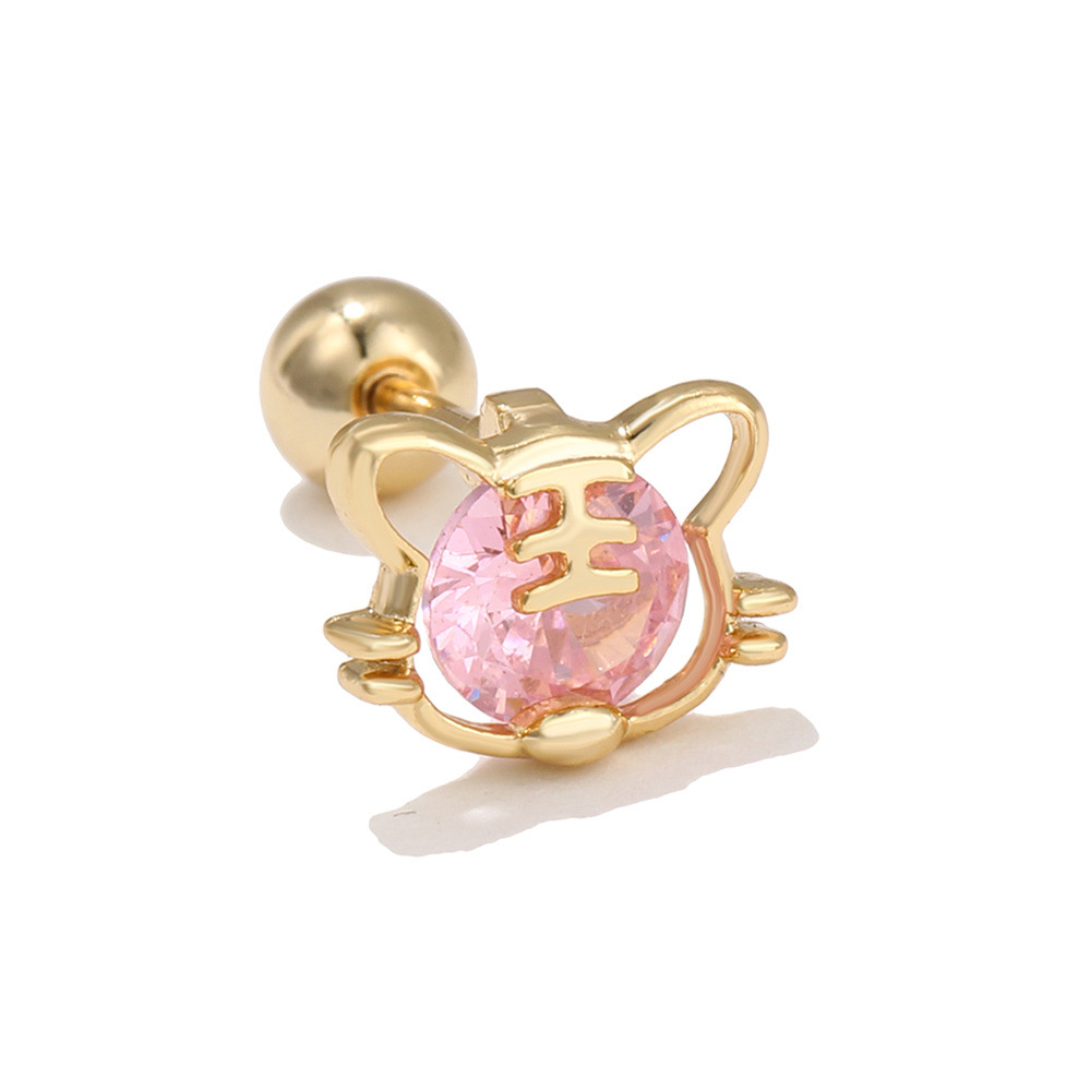 2022 Tiger Year Tiger Ear Bone Stud Exquisite Cute Chinese Zodiac Tiger Stud Earrings Stainless Stee