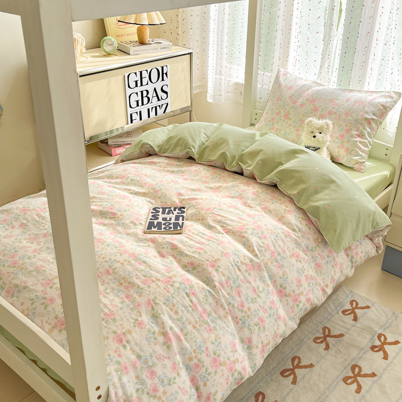 Verano dormitorio de estudiantes cama de algodón de tres piezas de algodón 2025 sábana nueva colcha sábana pequeña ropa de cama fresca