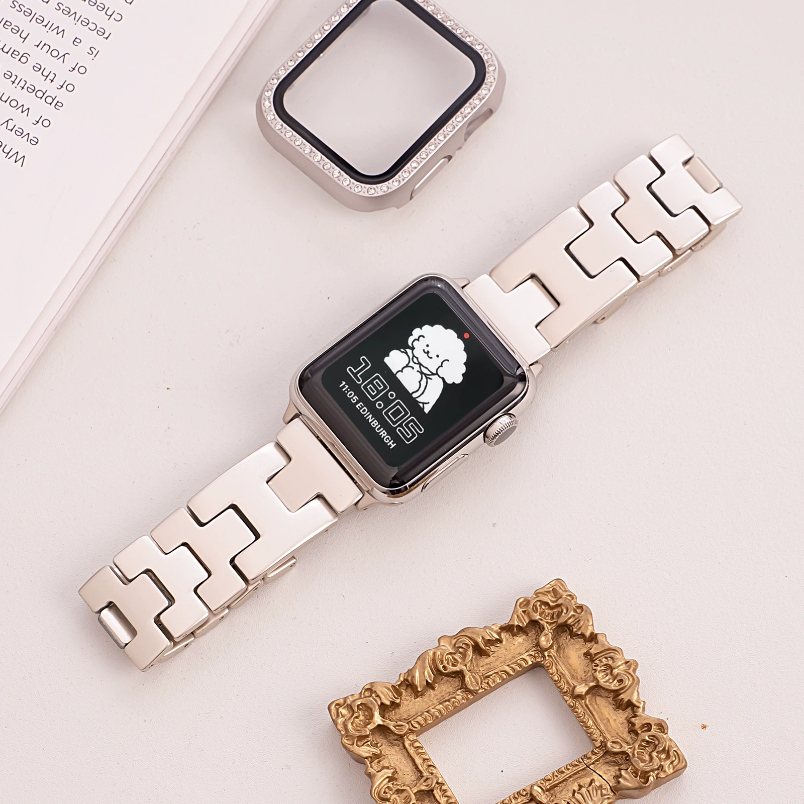 Подходит для ремешка Apple Watch applewatch металлический мужской и женский H-цепочка бабочка пряжка s5678910 поколения se ремешок для часов