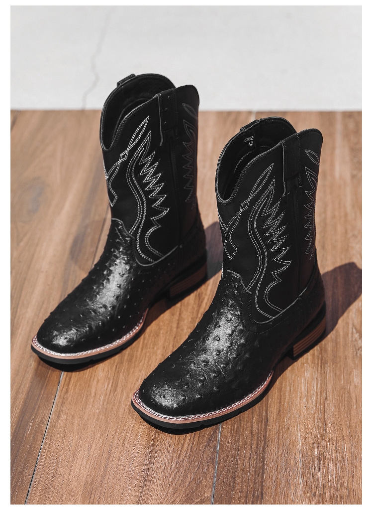 Plus Size Men's Western Cowboy Boots Vintage Rider Boots_vogvips.com