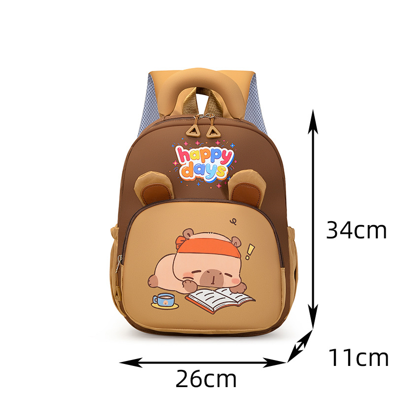 Transfronterizo nueva mochila de niñas Capibara mochila de niños 3 - 6 años de edad 5 gran capacidad mochila de jardín de infantes para niños