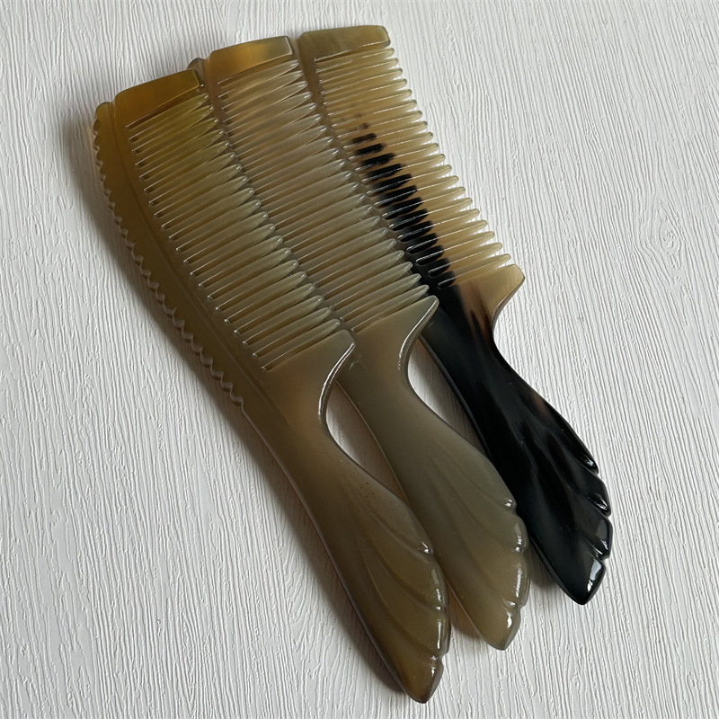 Horn Comb Thickened Handle Carved Massage Comb for Men and Long Hair Scalp Care 18cm specifications