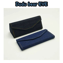 厂家批发折叠钱包三角太阳眼镜盒高颜值高级感牛仔布复古近视镜盒