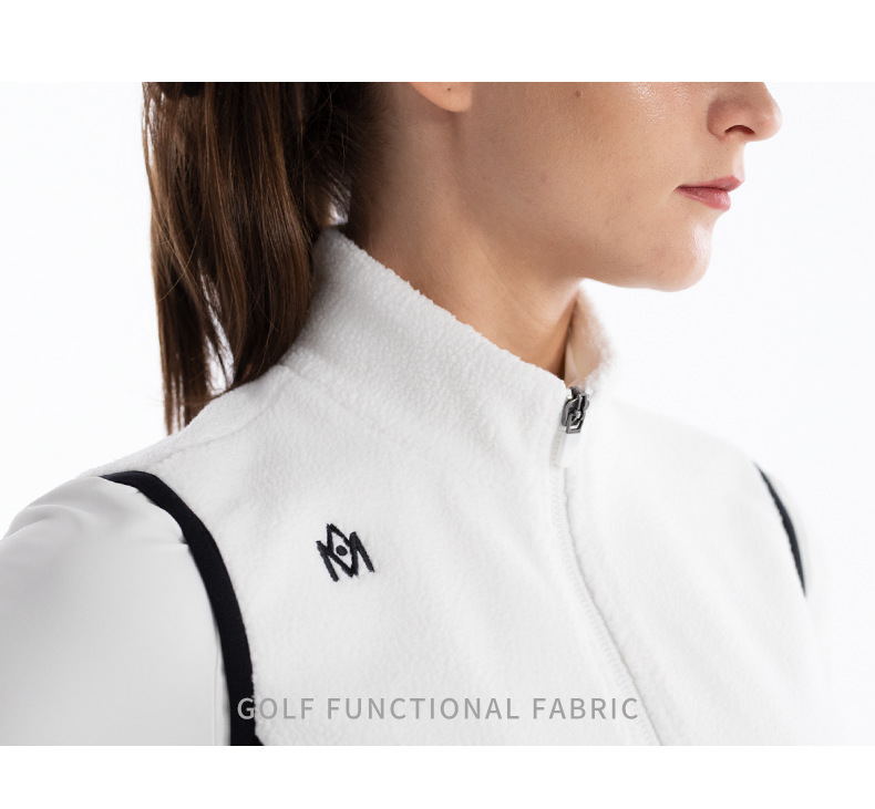 Áo ghi lê lông vũ nữ giữ ấm mùa thu đông – phong cách golf — M23YF025-Áo vest đen (lông cừu cực), M23YF025-Áo vest trắng (lông cừu cực) chi tiết 9