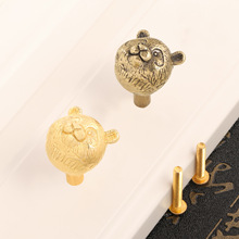 中国大熊猫创意黄铜门把手家居配件工艺品墙壁装饰挂钩橱柜门拉手