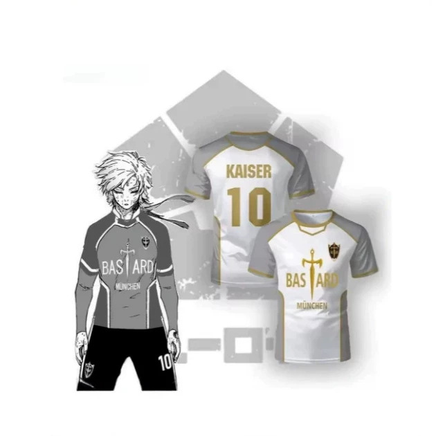 White Jersey Men's Football T-Shirt Kaiser Isagi Cosplay Shirt Summer Casual Short Sleeve T-Shirt