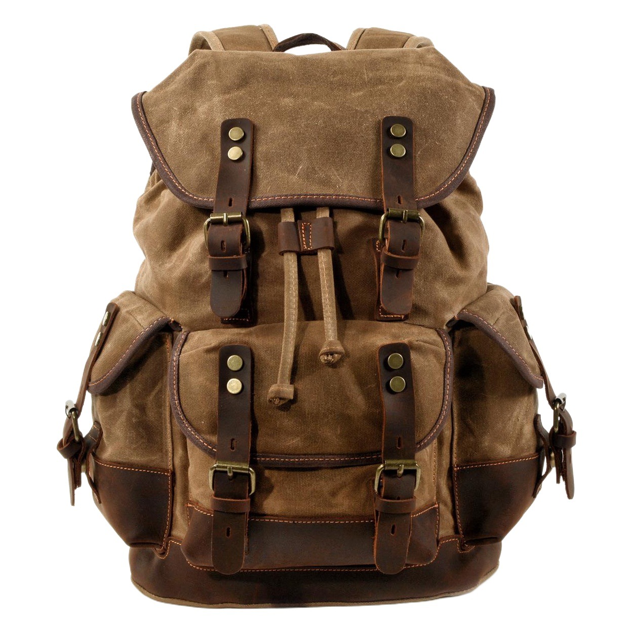 Nuevo clásico europeo y americano réplica Pimienta Sal mochila vintage lona cuero hombres mochila de gran capacidad bolsa de viaje