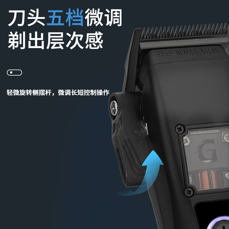Corte de pelo eléctrico de alta velocidad para hombres salón de peluquería intercambiable con cáscara tijeras eléctricas de empuje profesional doméstica con base DLC