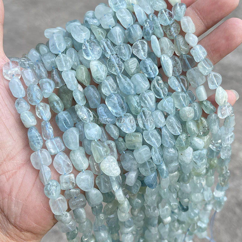 晶德珠宝 天然冰透海蓝宝随形珠diy饰品配件半成品手工串珠批发|undefined