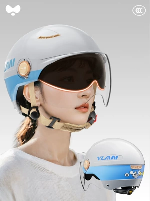 Helmet Men's and Women's Universal Motosiklet kaskı (dəbilqə) - 3c-ice-crystal-gray-internal-and-external-double-mirrors-class-a-new-national-standard-one-size-fits-all