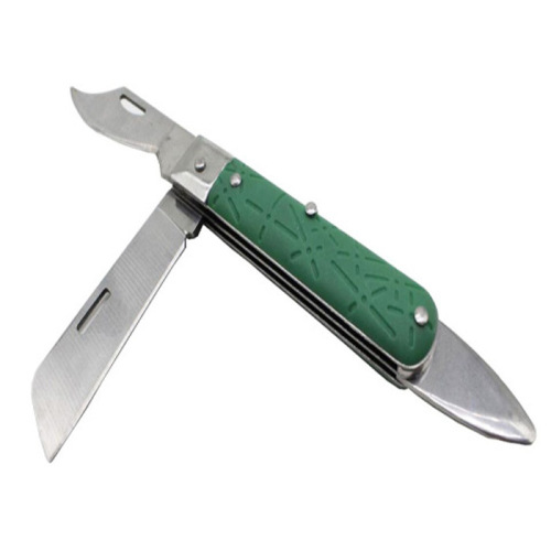 Longevity Tree Grafting Knife, Garden Tool Green Handle Stainless Steel Folding Grafting Knife, Fruit Tree Grafting Knife